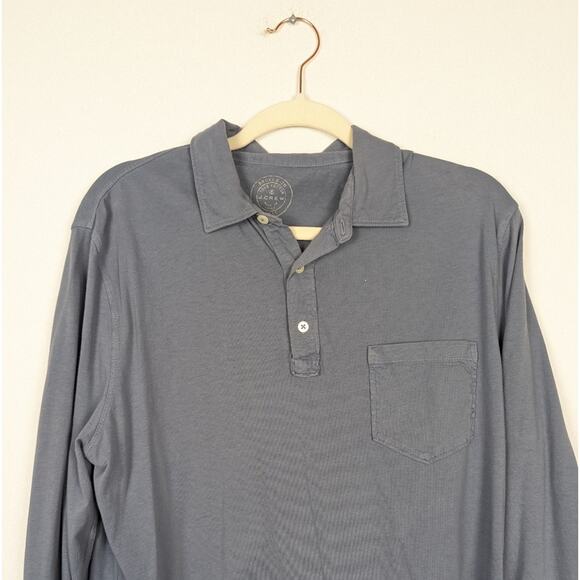 J.Crew Dusty Blue Broken-In Collared Long Sleeve Polo Size L - Picture 4 of 6